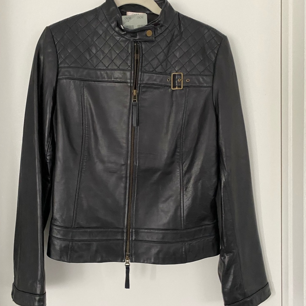 NWT Cache Black Leather Jacket with quilting. Butter soft. SZ 10